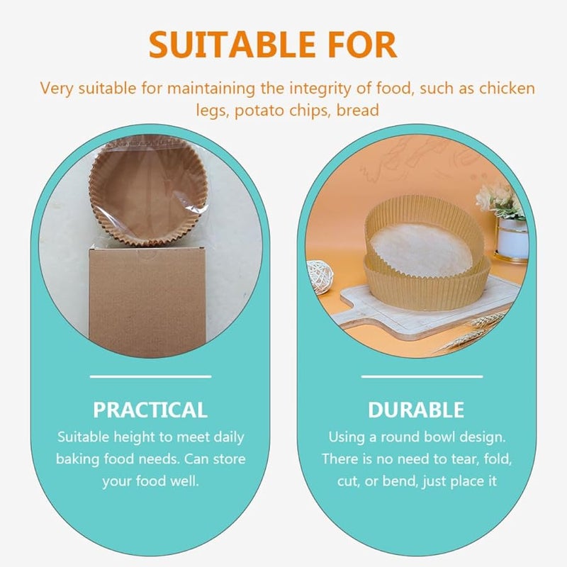 BESPORTBLE 30Pcs Round Air Fryer Paper Liners Non Stick Heat Resistant Disposable Baking Mats - Image 4